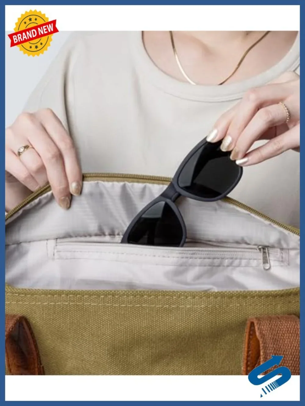 Canvas Tote Bag for Women Large Pockets Ripstop Lining Work Travel School